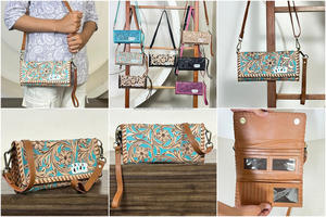Cartera Larga de Cuero con Diseño Floral de Lujo para Mujer, de Cuero Vacuno Genuino, con Bloqueo RFID, para Efectivo, Tarjetas y Monedas, Bolso de Mano para Viaje - Product Image 3