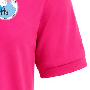 Polo rose vif à empiècements croisés blancs, manches courtes, col, haut décontracté, uniforme, couleur contrastante, broderie personnalisée, vêtement de sport - Product Image 4