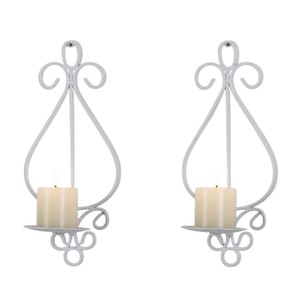 Set Of 2 Black Iron <b>Wall</b> Sconces Circular Metal <b>Wall</b> Mounted Hanging <b>Candle</b> <b>Holders</b> For Home Decor Living Room Wedding Ornament - Product Image 3