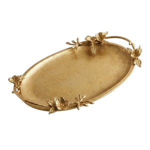 Fine Quality <b>Gold</b> Embossed Metal Handcrafted Royalcore Eco-Friendly Wedding Decorative <b>Serving</b> <b>Tray</b> with Handles - Product Image 5