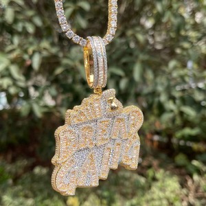 Custom Brilliant Cut Moissanite Letter Name <b>Initial</b> Pendant 18K Gold Plated Sterling Silver Luxury Hip Hop Charms Men's Everyday - Product Image 1