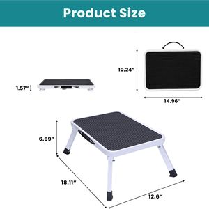 Foldable <b>Step</b> <b>Stool</b> with Non Slip Rubber Feet 330Lbs Capacity Sturdy Metal Ladder with Carrying Handle - Product Image 2