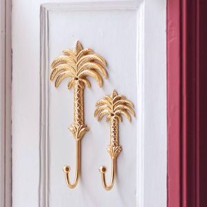 Crochets muraux vintage en laiton faits à la main avec motif feuille de palmier, porte-manteau en métal résistant à la rouille pour rangement de vêtements dans la salle de bain - Product Image 3