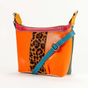 New Arrival Women's <b>Unique</b> Animal Print Stylish Multi-Color Recycled Leather Handbag Zip Genuine Leather Western Style Shoulder - Product Image 1