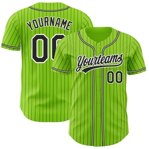 Wholesale Best Selling OMMIZ INDUSTRY stom <b>Neon</b> Green Black Pinstripe Black-White Authentic Baseball Jersey - Product Image 1
