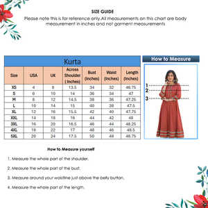 Kurta Anarkali de Algodón Color Granate con Estampado Floral para Mujer, Cuello Redondo, Mangas Tres Cuartos, Diseñada para Uso Casual Étnico Global - Product Image 3