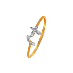 Premium Gold Diamond <b>Studded</b> Butterfly Floral Ring for Women Marquise Cut Fine Jewelry 0.07 Ct For Daily Wear - Product Image 1