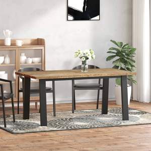 Table à manger en bois d'acacia massif marron et noir 67 x 35 pouces - Product Image 1