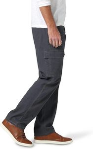 Pantalon cargo en toile gris foncé pour homme, coupe droite, plusieurs poches, respirant, style vêtement de travail, taille mi-haute, fermeture boutonnée, idéal pour l'automne - Product Image 3