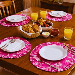 Luxury Dark Pink Poly Cotton Placemats Contemporary Dining <b>Table</b> <b>Mats</b> for Hospitality and Home Interiors - Product Image 1