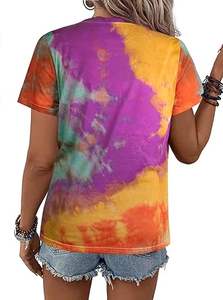 Camiseta de verano informal para mujer, con efecto tie-dye, para playa, natación, gimnasio, yoga, transpirable, holgada, para chicas. - Product Image 6