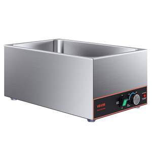 Commercial 1500W Electric Stainless Steel Food Warmer Fast Heating Countertop Buffet Bain Marie <b>Power</b> Cord Divider <b>Strip</b> for - Product Image 1
