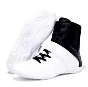 PROFIT SPORTS Chaussures de lutte blanches à tige haute avec accents noirs, en PU durable, pour toutes les saisons - Product Image 3