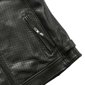 <b>Men's</b> Breathable Mesh Moto Biker <b>Vest</b> Stand Collar Zipper Closure Summer Outer Wear Solid Black Sleeveless Jacket - Product Image 4