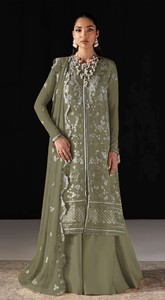Salwar Kameez semi-cousu en mousseline avec broderies – Style moderne pour mariage, Diwali, soirée et bal de promo - Product Image 3