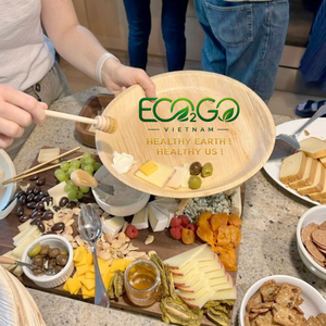 จานอาหารเย็นแบบใช้แล้วทิ้งย่อยสลายได้ทางชีวภาพ Eco2go เวียดนาม ทำจากไม้ไผ่/ใบปาล์มธรรมชาติ เยื่อกระดาษออร์แกนิก สำหรับร้านอาหารและงานเลี้ยง - Product Image 1