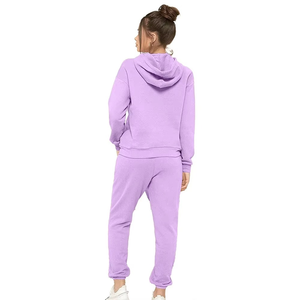 Ensemble de survêtement classique pour femme en molleton doux de coton, couleur lilas, avec sweat à capuche et pantalon de jogging, tenue élégante deux pièces pour la gym et les voyages - Product Image 4