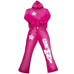 Ropa de calle personalizada, sudaderas con capucha con piedras preciosas y diamantes de imitación, lavado ácido, Vintage, Sol desteñido, estampado Dtg, conjunto de Sudadera con capucha de peso pesado, chándales para hombres - Product Image 2