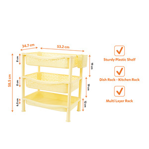 Large Capacity Plastic Waterproof Folding Kitchen <b>Dish</b> <b>Rack</b> with Three-Layer Storage for Plates Bowls Cups and Cutlery - Product Image 3