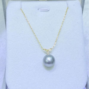 Collar de Perlas de Mar de 10-11 mm, Premium, Tahití, Gris Platino, Oro de 18K, Diseño de Brotes de Frijol, Cadena de Plata, 100% Auténtico - Product Image 4