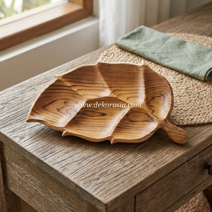 <b>Wooden</b> <b>Serving</b> <b>Tray</b> with Leaf Design Eco-Friendly and Decorative for <b>Serving</b> Fruit Meals or Snacks - Product Image 6