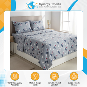 Exhibiting Highest Standard Top Notch Quality 80 GSM 4 Pcs Printed Polyester Bedsheet Set for Home Use from India Origin - Product Image 2
