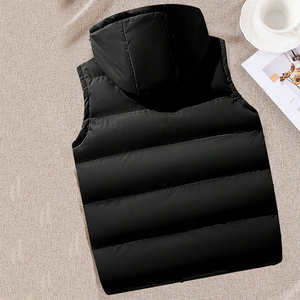 Chaleco Reversible Bordado para Hombre, Chaleco Acolchado de Trabajo para Otoño, Chaqueta sin Mangas con Cremallera para Exteriores, Abrigo con Capucha Desmontable y Acolchado - Product Image 5