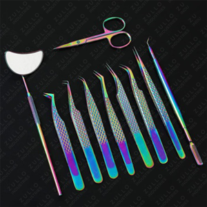Custom 10PCS Eyelash Extension Tweezers Set Stainless Steel Precision Lash <b>Tools</b> Professional Beauty Salon Kit - Product Image 6