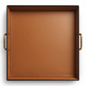Plateau élégant en cuir pleine fleur, conçu pour les espaces intérieurs haut de gamme, avec une texture naturelle et un caractère décoratif sophistiqué - Product Image 6