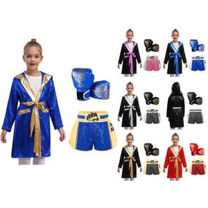 Disfraz de Boxeo para Niños y Niñas de 6 a 16 Años, Túnica Metálica con Capucha, Pantalones Cortos y Guantes de Boxeo, para Actuaciones y Combates - Product Image 1
