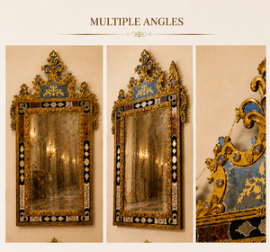 Venetian Wooden Carved <b>Antique</b> Wall Mirror Etched Floral Beveled <b>Frame</b> <b>Antique</b> Silver Full Length Decorative Luxury Handmade - Product Image 5