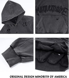 Sudadera con capucha estilo Hip Hop Y2K 100% algodón forrado Digital y serigrafía patrón sólido Ajuste de gran tamaño para invierno - Product Image 3