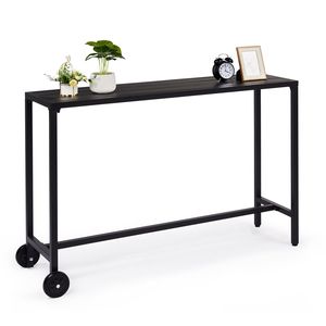 Table de bar rectangulaire étroite de 55 pouces pour l'extérieur, avec roulettes, pour balcon, patio, jardin ou cour - Product Image 2