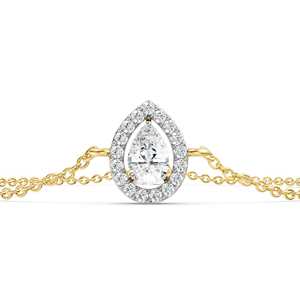 10K <b>Solid</b> <b>Gold</b> Rhodium Plated IGI Certified Lab Grown Diamond Pear Halo Adjustable Chain Luxury Bracelet Women Fine Jewelry Gift - Product Image 2