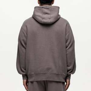 <b>Men's</b> Oversized Hooded Fleece Sweatshirt Solid Color Casual Autumn Wear Regular Sleeve Pocket Design 100% Cotton Knitted Fit - Product Image 4