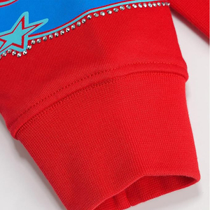 Flame Graphic Star Print Rhinestone <b>Pullover</b> Hoodie Bling Streetwear Custom Oversized Unisex Wholesale - Product Image 4