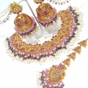 Collier de perles élégant, ensembles de bijoux fantaisie plaqués or, collection de bijoux de mariée et de fiançailles pour femmes - Product Image 1