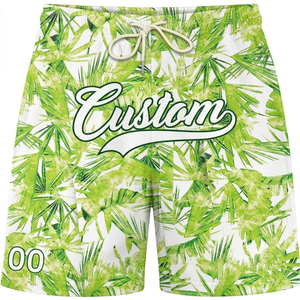 Shorts de bain personnalisés pour hommes, imprimé floral, taille à cordon de serrage, séchage rapide, style décontracté, longueur courte, tissu polyester - Product Image 5