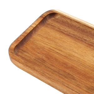 Lot de 2 plateaux de service carrés en bois d'acacia Plateaux en bois naturel pour biscuits Apéritifs Dessert Snacks et présentoir de nourriture de cuisine - Product Image 2