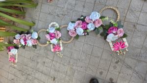 Guirlande florale royale pastel avec cerceaux perlés et embellissements de lotus pour décoration festive de la maison, suspensions de perles - Product Image 2