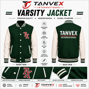 เสื้อแจ็คเก็ตวาร์ซิตี้ผู้ชาย TANVEX INTERNATIONAL สีดำ ขาว แดง ปักลาย TX ติดกระดุมแป๊ก สไตล์สตรีทแวร์ คอตั้ง ผ้าโพลีเอสเตอร์/คอตตอน - Product Image 5