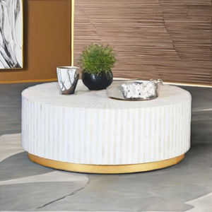 Table basse minimaliste faite à la main en incrustation d'os pièce décorative de style maison classique et moderne avec art géométrique - Product Image 2