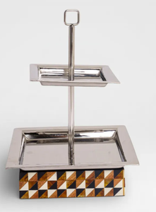Support à gâteau carré à 2 niveaux en acier inoxydable LMB, présentoir à desserts en provenance de l'Uttar Pradesh pour la décoration de fêtes d'anniversaire - Product Image 3