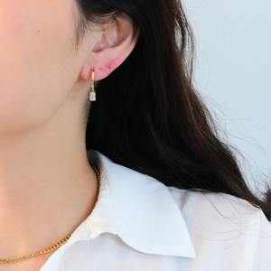 Pendientes Colgantes Minimalistas de Oro Rosa Sólido de 14K con Diamante de Laboratorio Corte Esmeralda para Mujer - Regalo para Fiestas y Uso Diario - Product Image 6
