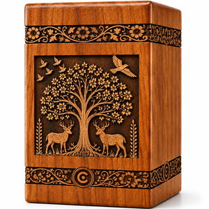 Premium Handcrafted American Style Acacia Wood Cremation Urn for Adult Human Ashes 200 Cubic Inch Storage <b>Memorial</b> Urn - Product Image 3