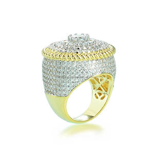 Anillo de lujo de plata 925 con diamantes cultivados en laboratorio, diseño bicolor, joyería premium para compradores mayoristas - Product Image 1
