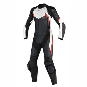 Traje de Motociclismo de Cuero para Mujer en Negro, Blanco y Rosa, con Bloques de Color, Equipo de Protección para Conducir - Product Image 5