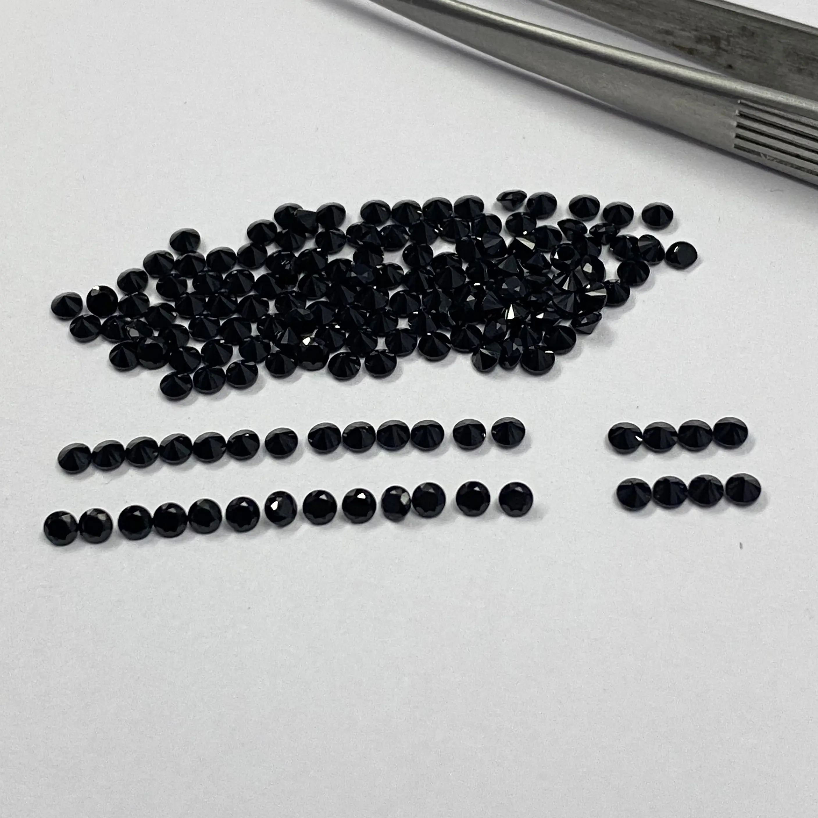 Piedras preciosas redondas facetadas de ónix negro Natural, 3mm, a precio de fábrica, de fabricante indio, tienda en línea