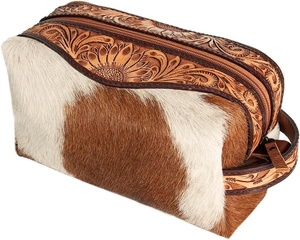 Vente en gros de sacs de maquillage de voyage en cuir de vachette sur mesure trousse de toilette pour hommes trousse de toilette personnalisée en cuir - Product Image 3