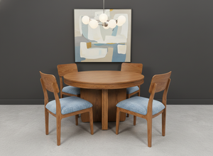 Juego de Mesa de Centro Redonda Moderna con 4 Sillas, Madera de Fresno Maciza y Chapa de MDF, Duradera y Fácil de Limpiar - Product Image 5